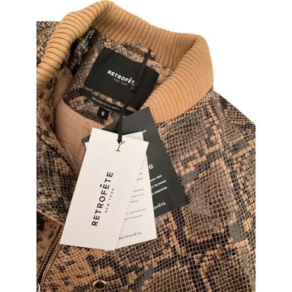 retrofete Halle Leather Jacket in Tannin Snake XSmall New Womens Coat - Picture 7 of 16